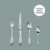 Plain Fiddle Cutlery 4 Piece Place Setting